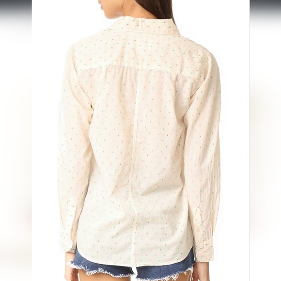 Sundry Anthropologie White Button-Up Polka Dot Size 2 - Picture 9 of 10